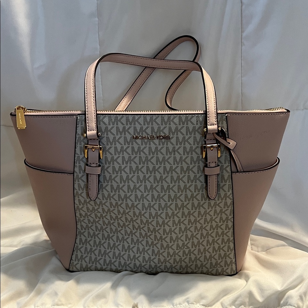Michael Kors Blush and Gray Signature Tote